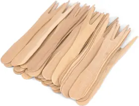 Gm1043 Gmark 3.5 Inch Wooden French Fry Forks 200 Ct Two Prong Wood Fork Mini Chip