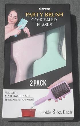 Go Pong 815898024690 Party Brush Flask 2 Pack Hidden Alcohol 8 Oz Ea Open Box Unused