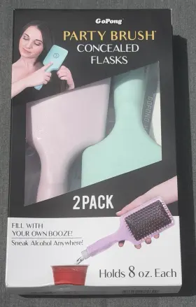Go Pong 815898024690 Party Brush Flask 2 Pack Hidden Alcohol 8 Oz Ea Open Box Unused