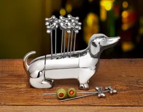 Godinger 028199904237 Dachshund Cocktail Pick Set