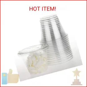 Golden Apple 603977797340 9oz-50sets Clear Plastic Cups With Flat No Hole Lids