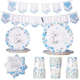 Gonfaci 738635052674 Baby Shower Party Supplies For Boy Serve 24 Including Plates Cups Napkins An