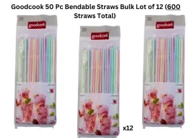 Good Cook 305489428728 Flexible Drinking Straws 50 Count Bulk Lot Of 12 Packs 600 Total