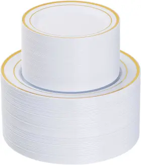 Goodluck 692757618005 200pcs Gold Plastic Plates Heavy Duty Disposable With 100