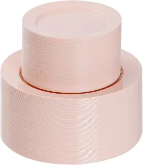 Fs-200pcs-2024 Goodluck 200pcs Disposable Pink Plastic Plates Heavy Duty 100