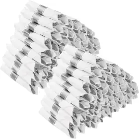 Jz-ys100pc Goodluck 100 Pack Pre Rolled Silver Plastic Silverware Wrapped Cutle