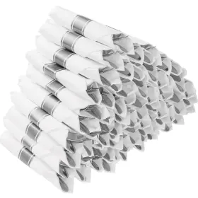 Ys50pc Goodluck 50 Pack Pre Rolled Silver Plastic Silverware Wrapped Cutler