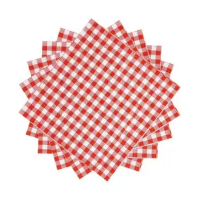240313r Goods 100-pack Disposable Red And White Gingham Paper Napkins - 5x5 Inch Checkered