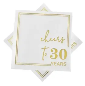 Rh-napkins25-35 Goods White Gold Cheers To 30 Years Cocktail Paper Napkins 5x5 Inches Cheer
