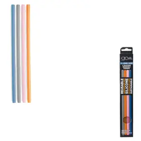 4574115 Gosili Sgm Llc Reusable Silicone X-long Sili Straws Fog Grey Orange Rose Cobalt