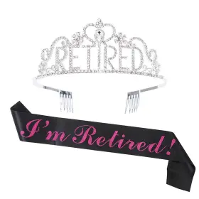Gotgala 765779355682 Retirement Tiara And Sash Set - Iftm Retired Black Pink Glitter Stain S