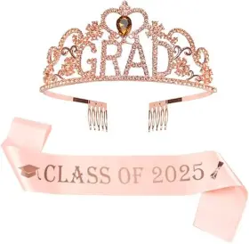 Gotgala 768469104140 2024 Graduation Party Supplies Rose Gold Princess Grad Crown Tiara