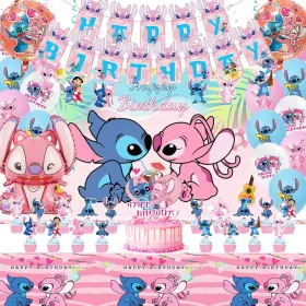 Fssdz51017-zhong Gotofun Pink Cartoon Theme Birthday Party Supplies Decorations Including Banner