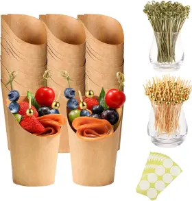 Grace Chen 445017199171 50 Pcs Charcuterie Cups With Cocktail Labels And Sticks. Large B