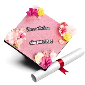 Gradwyse 656165328840 Pink Glitter Graduation Cap Topper With Flowers Decor
