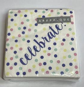 Graphique 781477026144 Celebrate Confetti Beverage Napkins 40 5x5 Inch New And Sealed 3-ply