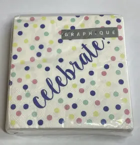 Graphique 781477026144 Celebrate Confetti Beverage Napkins 40 5x5 Inch New And Sealed 3-ply