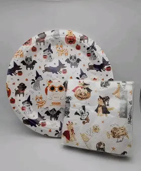 Graphique And Market Finds 719534850714 Dog Party Dessert Plates 16 Beverage Napkins Bundle