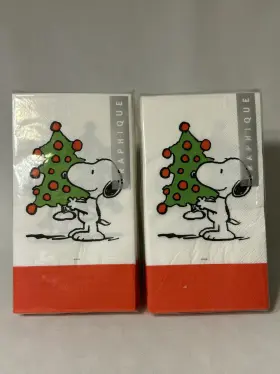 Nkg30033 Graphique 2 Packs Peanuts Snoopy Christmas Tree Guest Napkins 32 Pack Holiday