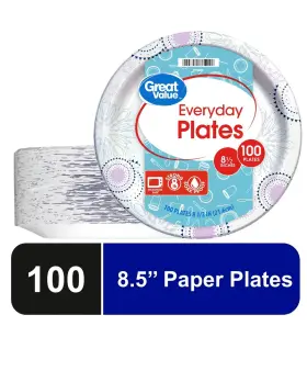 5854 Great Value Everyday Disposable Paper Plates 8.5 Inch 100 Count