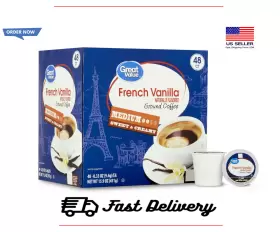 Great Value 880110572969 100% Arabica French Vanilla Medium Roast Ground Coffee Pods 48 Ct