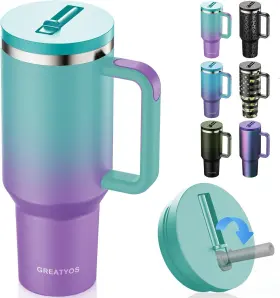 Ft0033 Greatyos 40 Oz Tumbler With Handle And Flip Straw Lid - Upgraded Fairyland