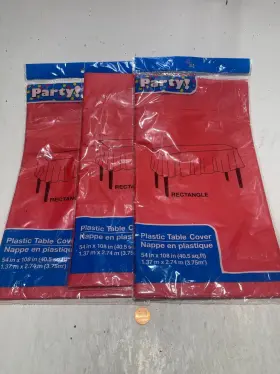 903502 Greebrier Party Disposable Red Rectangle Plastic Table Cover 54 Inch X 108 Set Of 3