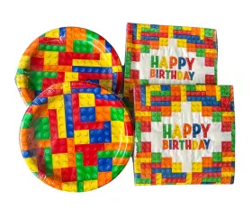 Greenbrier 195464179314 Construction Blocks Design Paper Dessert Plates And Napkins 40