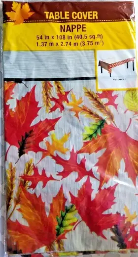 240468 Greenbrier Fall Leaf Design Table Cover Thanksgiving Rectangular Plastic Set Of 2 Matching