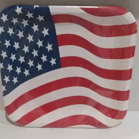Greenbrier International 639277671929 12pc Square Celebrate Patriotic Fourth Of July Paper Plates 9 In