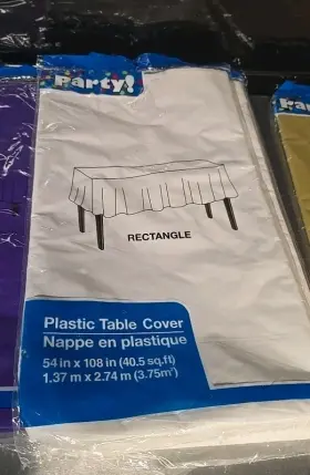Greenbrier International. Inc. 639277683823 Party Plastic Table Cover 54 Inch X 108 Rectangle White New/sealed Birthday 3