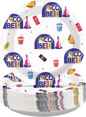 Greencian 705353894602 50 Pcs Taco Paper Plates 9 Inch Cartoon Quesadilla Dessert Disposable Burrito