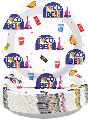 Greencian 705353894602 50 Pcs Taco Paper Plates 9 Inch Cartoon Quesadilla Dessert Disposable Burrito