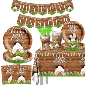 Grehumor 770807748640 142pcs Easter Tableware Set Happy Decoration Plates And Napkins For 20