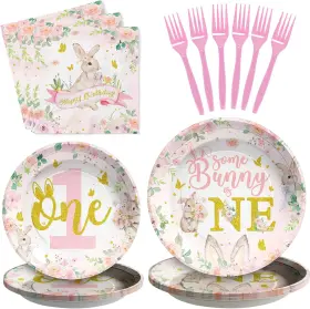 Grencian 705353372643 96 Pcs Some Bunny Is One Decorations Easter 1st Birthday Party Pl