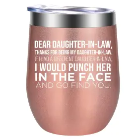 G008-rg-dear Gspy Wine Tumbler Daughter In Law Gifts - Valentines 12 Ounces Rose Gold