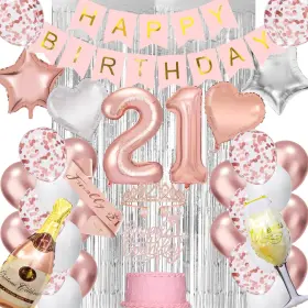 21st Gtvosy 737970602322 Birthday Decorations For Her - Rose Gold 21 Party Decoration Fo