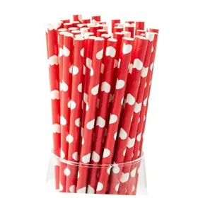 Jrps22016 Guangdong Fowa Holdings Co. Ltd 100 Pack Valentine Paper Straws 0.24ftft 8.27ftft White Heart Red