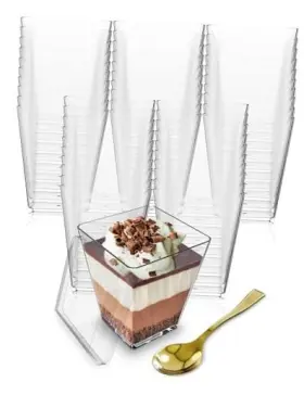 100-1 Guangzhou Xinmei Plastic Co .ltd Mini Dessert Cups With Lids And Spoons 100 Pack Gold - 5 Oz
