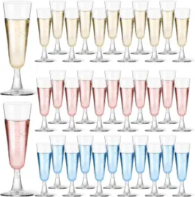 Guanqiao 744759764553 Plastic Champagne Flutes 40 Pack 5.5 Oz Clear Disposable Glas