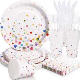 24wei Gudvilla Colorful Birthday Plates And Napkins 168pcs Confetti 24sets Bubble