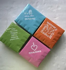 Lau-gueevin-3830 Gueevin Mahjong Napkins Cocktail Size 200 Count Mah Jong Funny Sayings Party Supplies