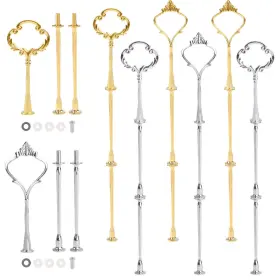 Gukasxi 305393037870 8 Sets Of 3 Tier Cake Plate Stand Handle Gold Silver