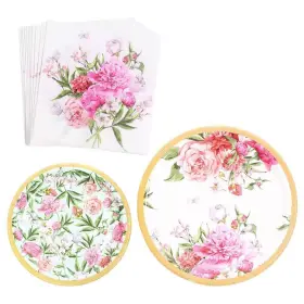 Guozhixin 681413117099 Vintage Floral Party Supplies Setserves 16 Paper Plates Napkins Great For Wedd