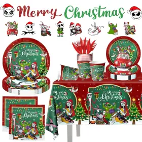 Gupesxu 717025633037 Nightmare Christmas Party Decorations-142pcs Merry Plates And Napki