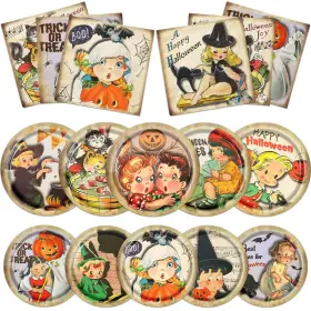 Gupesxu 717181209138 60pcs Vintage Style Halloween Party Supplies Plates And Napkins Ca