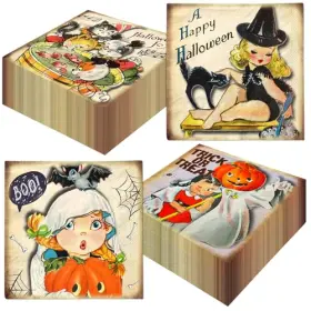 Gupesxu 717181209466 40pcs Halloween Paper Napkins Vintage Party Supplies Retro Cartoon Pum