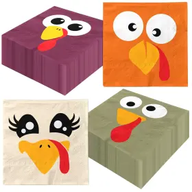 Gupesxu 717181211346 Thanksgiving Turkey Paper Napkins Disposable Friendsgiving Face Hand T