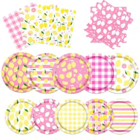 Gupesxu 717181212794 Lemon Party Decorations60pcs Birthday Plates And Napkins Pink