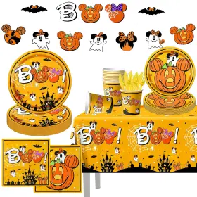 Gupesxu 762704573111 142pcs Halloween Party Decorations - Boo Plates And Napkins Yellow